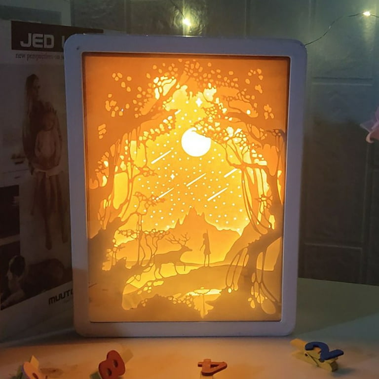 Washranp Valentines Day Gifts 3D Paper Carving Lamp Papercut Light Boxes  for Woman Girl-Paper Sculpture Night Light LED Shadow Box for Wedding  Anniversary Christmas Room Decor 
