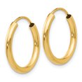 thumbnail image 3 of 14k Solid Gold 2mm Thick Plain Hoop Earrings, 9/16 Inches, 3 of 4
