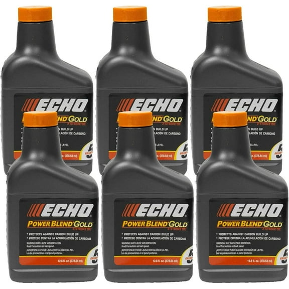 6 Pack of Echo PowerBlend Gold 2-Stroke Engine Oil 12.8 oz Bottle 50:1 Mix for 5 Gallons 6450005S-6PK