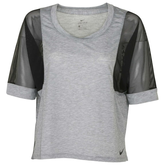 Nike Women's Dri-Fit Breathe Training Top (Small, Heather Grey/Black)