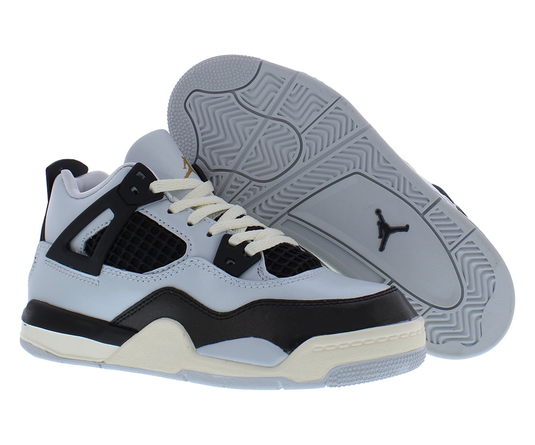 Nike Jordan 4 Retro Leather PS Boys Shoes Size 11, Color: Pure Platinum/Metallic Gold
