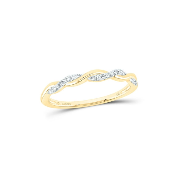 10kt Yellow Gold Womens Round Diamond Twist Stackable Band Ring 1/12 Cttw