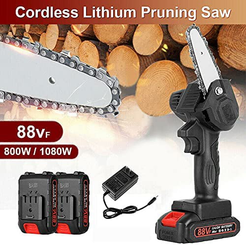 1080W 88V Electric Chain Saw Wood Cutter Mini One-Hand Saw Woodworking Cordless