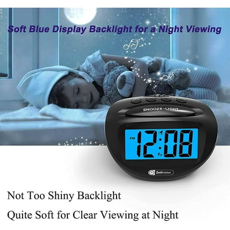 Zeithalter Mini Travel Digital Alarm Clock For Kids Ascending Clear Lcd Display Digits Readout Adjustable Volume 5 Mins Snooze Blue Backlight Battery Powered Electronic Black Canada Digital Alarm Clock, Ascending Alarm Clock