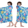 thumbnail image 4 of Pioneer Flower Floral Print Pattern Hooded Bath Towel，60"x35" for Ages 3 To 12 Kids, Quick Dry Lightweight Soft Microfiber Hood Beach Towel Cover Up for Kids, 4 of 7