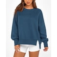 thumbnail image 3 of BTFBM Women's Casual Crewneck Sweatshirts Spring Long Sleeve Side Slit Workout Fleece Pullover Top Fashion Clothing, 3 of 9