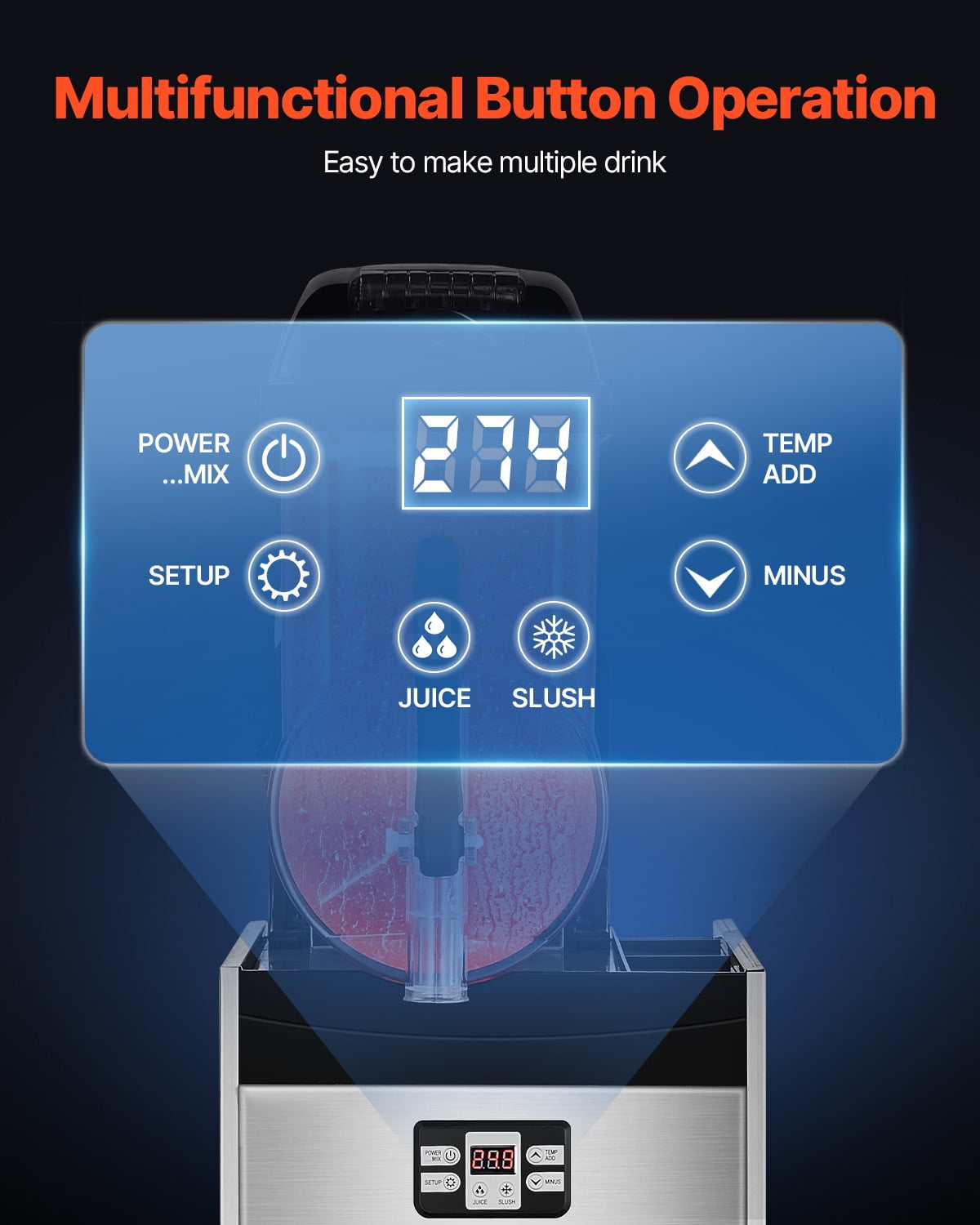 KFFKFF Commercial Slushy Machine, 12L Single Tank Frozen Beverage Maker, Stainless Steel Smoothie and Frozen Drink Machine, Ideal for Home Gatherings, Restaurants, Cafes, and Bars