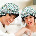 thumbnail image 6 of Shower Caps,Green Christmas Tree Pattern Waterproof Shower Cap for Women 4 Pieces,Double Reusable Hair Cover for Shower PEVA Elastic Stretch Hem, 6 of 7