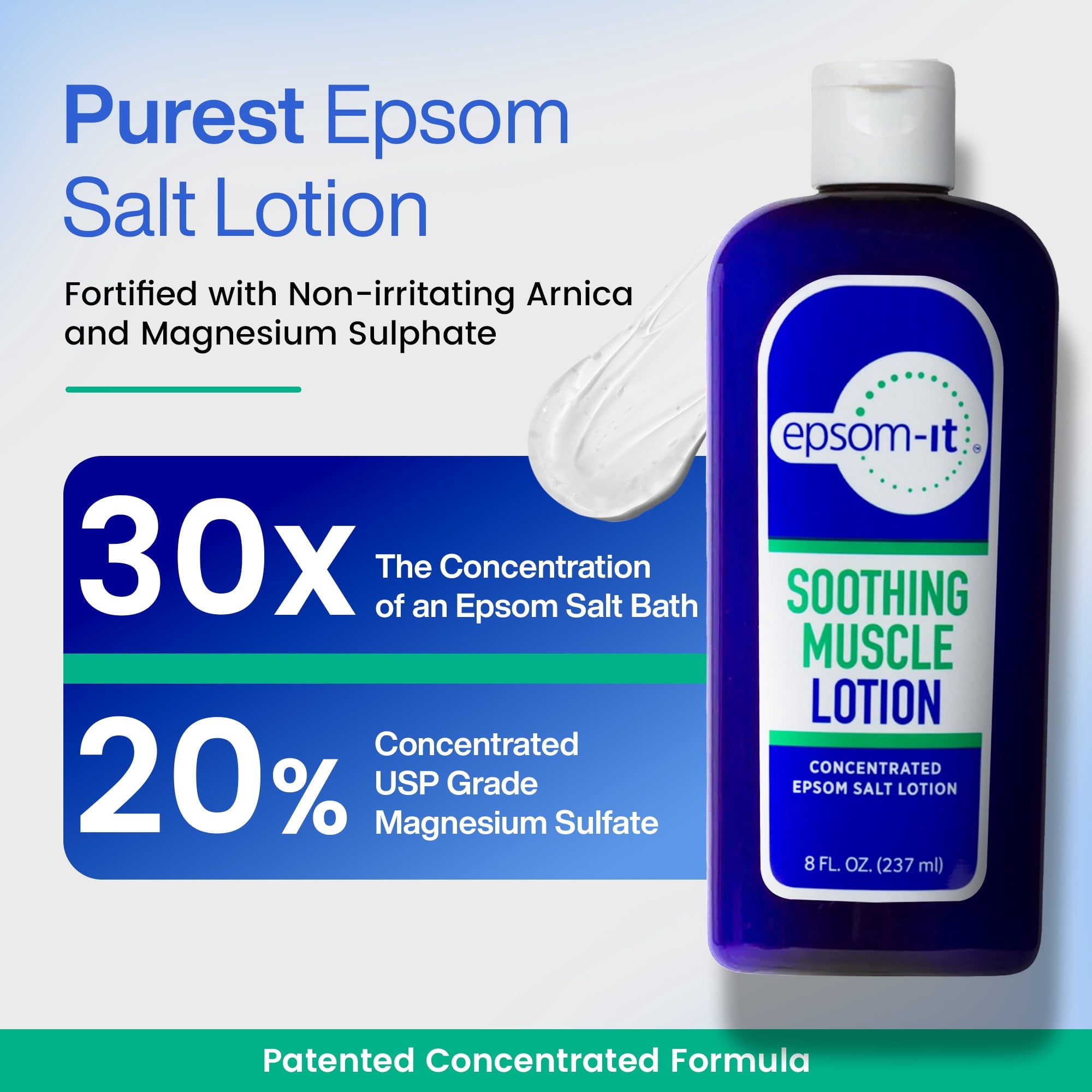 Epsom-It Soothing Nerve Lotion - Epsom Salt Magnesium Lotion, Topical Magnesium Cream with Capsaicin & Arnica to Provide Comfort for Legs, Knee and Feet, 8.0 oz., 2-Pack
