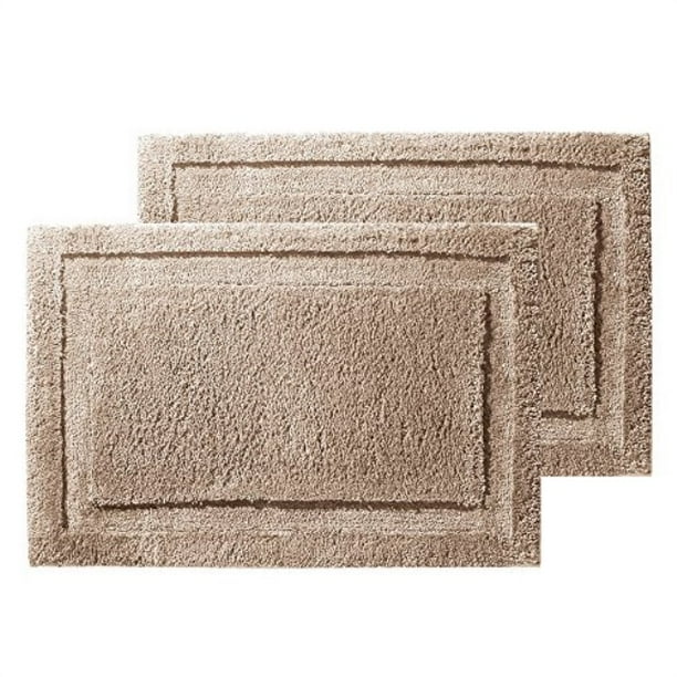 InterDesign Microfiber Spa Bathroom Accent Rug, 34?? x 21" Inches, Linen Set of 2