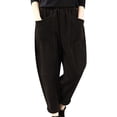 thumbnail image 2 of Tittly Palazzo Pants Wide Leg Pants Women's Autumn And Winter Elastic Waist Large Fashionable Corduroy Loose Outerwear Pants Baggy Pants Plus Size Pants Black L, 2 of 4