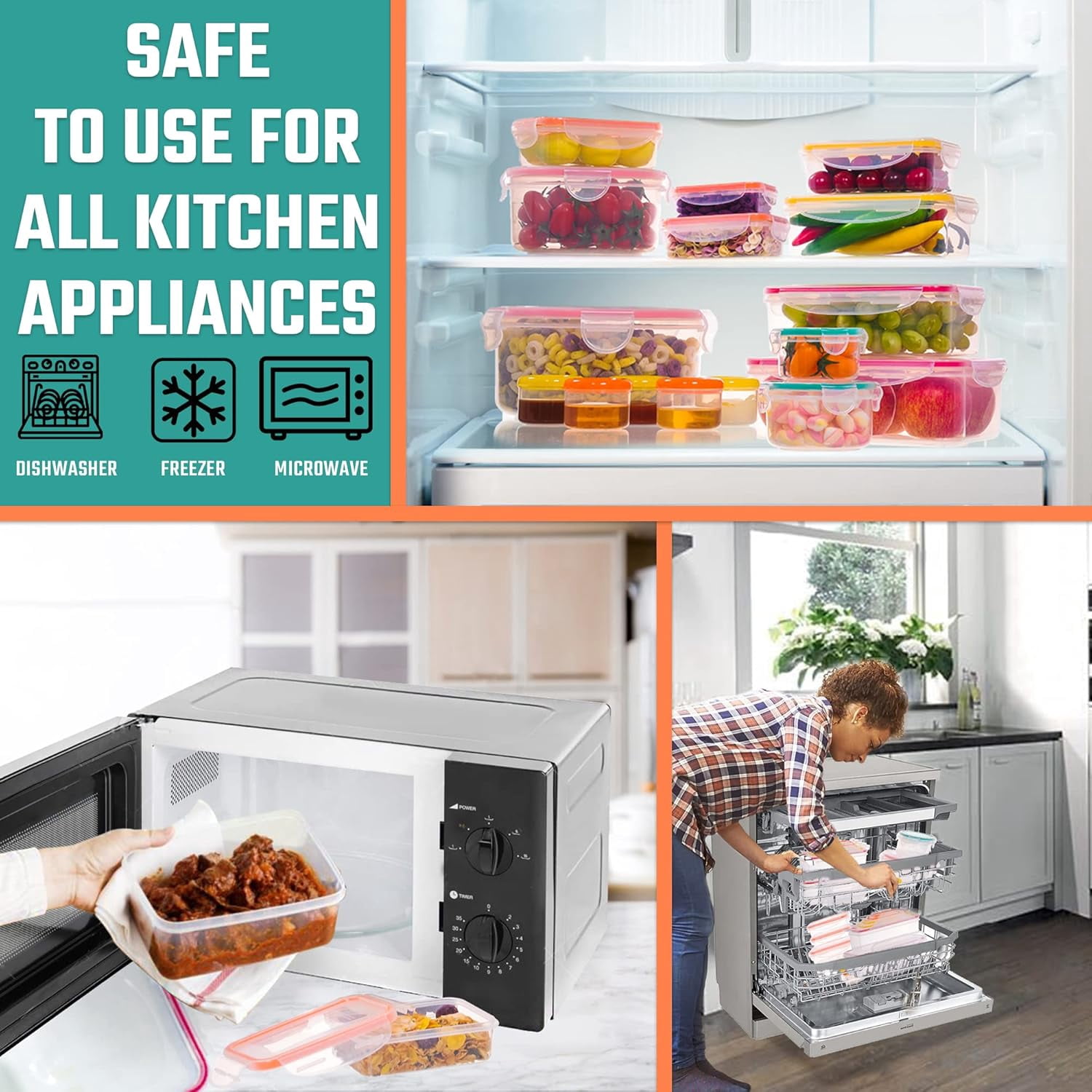 5PCS Food Storage Containers For Fridge With Removable Colander and Lids, Leak Proof Refrigerator Organizers for Vegetable Produce, Keep Berry Fruits Fresh Longer