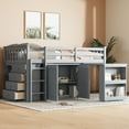 thumbnail image 4 of Harper & Bright Designs Twin Size Loft Bed with Storage Cabinet and Drawer, Wooden Loft Bed with Pulling-Out Desk, Guardrails and Ladder, Grey, 4 of 12