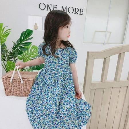 

Lovebay Little Girls Flower Floral Printed Dress Short Sleeve Summer Casual Swing Dresses 2-3 Years