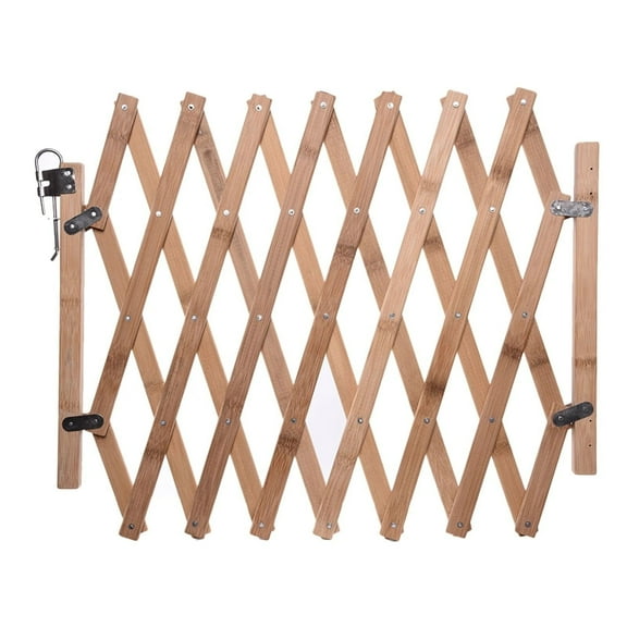 COSTYLE Expandable Accordion Dog Gate Wooden Dog Fence Pet Gate Safety Protection Doorways