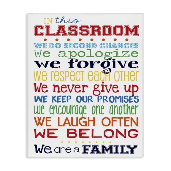 Stupell Industries Contemporary In This Classroom Rules Typography Art Canvas Art, 16 x 20, by Erica Billups