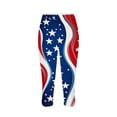 thumbnail image 4 of Pantalones de Pijama Capri para las Mujeres Día de la Independencia Impreso Leggings, 3/4 Longitud Pantalones Capris Cintura Elástica Alta, Poliéster Desgaste Casual, 4 of 8