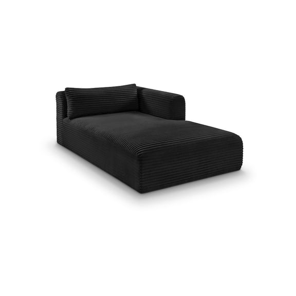 Meridian Furniture Shaggy Black Corduroy Performance Fabric Chaise