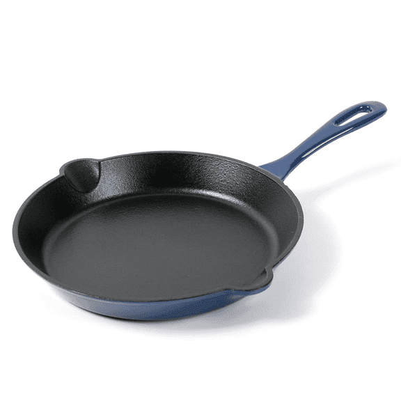 HAWOK Cast Iron Enameled Skillet, DIA.10 inch Frying Pan, Blue