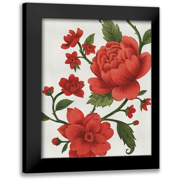 Popp, Grace 12x14 Black Modern Framed Museum Art Print Titled - Scarlet Chinoiserie II