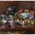 thumbnail image 2 of Anton Faistauer 12x12 Gold Ornate Wood Frame and Double Matted Museum Art Print Titled - Still Life with Coffee Cups (1912), 2 of 4