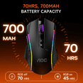 thumbnail image 2 of AOC Wireless Gaming Mouse with Fire Button,12000 DPI Tri-Mode 2.4G/Dual Bluetooth 5.4/USB-C Wired PC Mice,RGB Ergonomic Programmable Rechargeable Gamer Mouse for Windows Mac Laptop, 70Hr-Black, 2 of 8