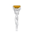 thumbnail image 4 of Vine Art Leaf Style Moissanite Ring Princess Cut Citrine Engagement Ring in Sterling Silver/ White Gold Plated Engraved Promise Wedding Band Ring November Birthstone Jewelry, Ring Size 8, 4 of 8