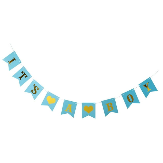 GUOOL Bannière "It's A Boy" Révélation de Genre Décoration de Fête de Bébé Or et Bleu