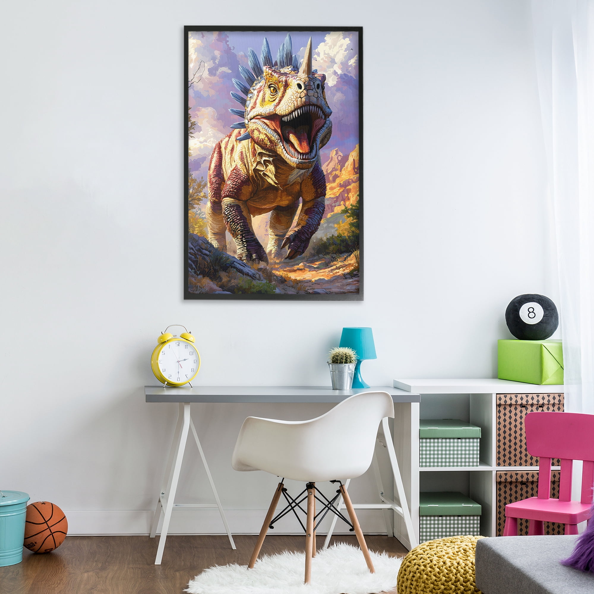 Stupell Industries Fierce Horned Dinosaur Black Framed Giclee Art, design by Creative Studio