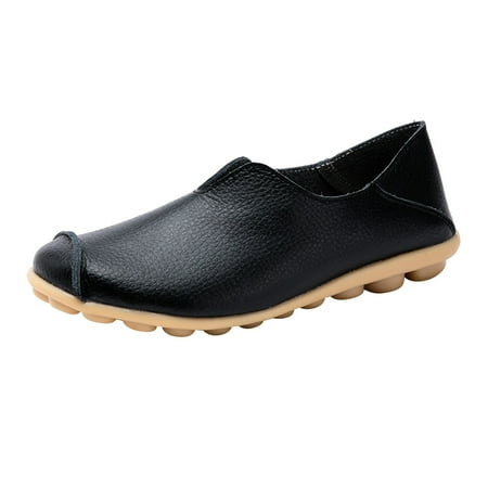 

QYZEU Tenis Deportivos Para Mujer Dressy Shoes for Women Wide Comfortable Music Shoes Color Leisure Single Women s Shoes Leather Solid Flat Women s Casual Shoes Black 38