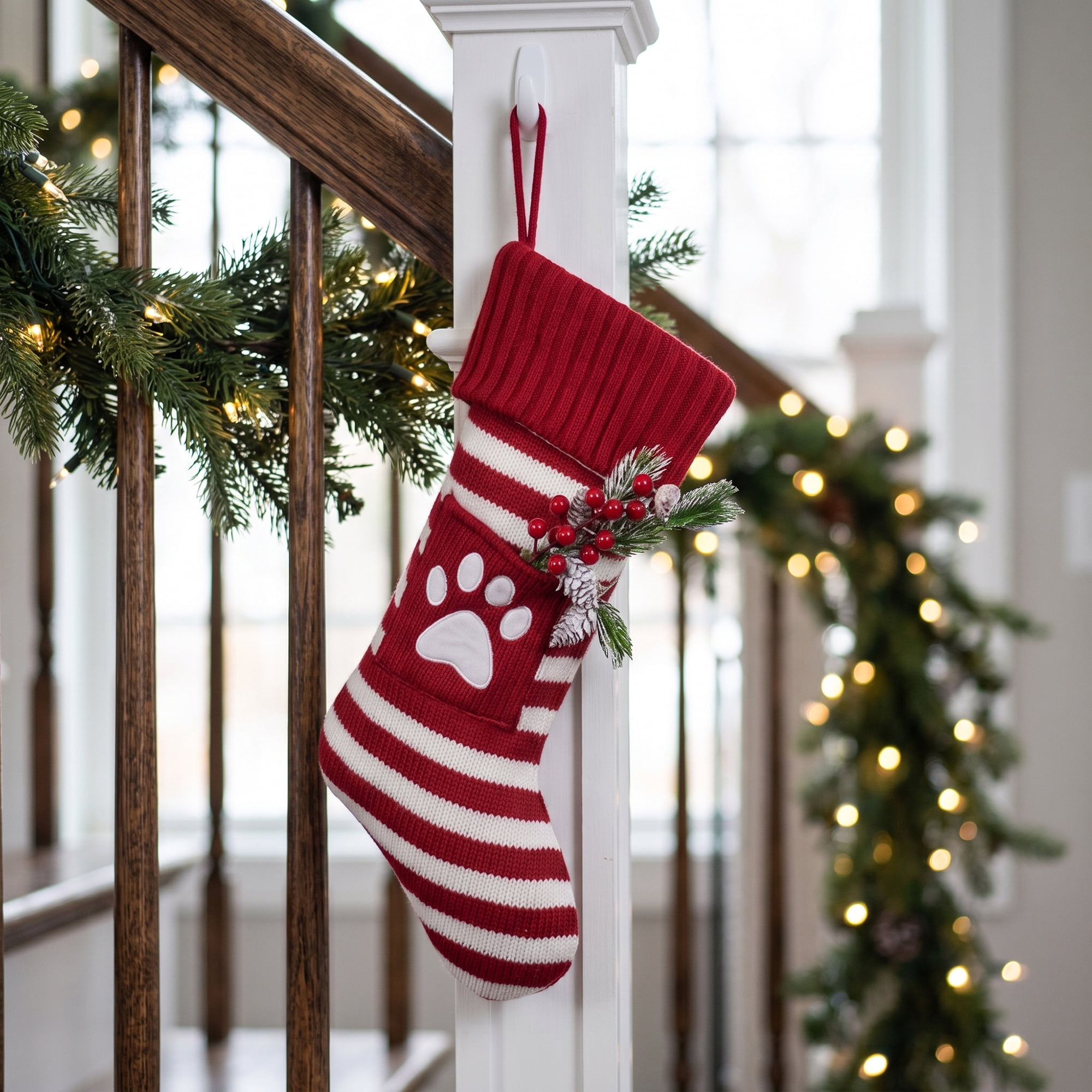 Unique Bargains Festive Christmas Stockings Luxury Cozy Lounge Accents Red 18"