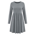 thumbnail image 7 of Ashirexll Casual Dresses for Women Winter Casual Pullover Long Sleeve Round Neck Solid Color Dress with Pockets, 7 of 7