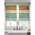 thumbnail image 2 of Farmhouse Teal Blue Brown Sheer Curtains 54 Inch Length 2 Panels Set Window Treatments, Vintage Wooden Striped Rod Pocket Semi Curtains for Living Room/Bedroom/Kitchen Décor, 104"W x 54"L, 2 of 7