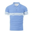 thumbnail image 5 of DDAPJ pyju Men's Quick Dry Polos Shirts Short Sleeve Striped Casual Summer Collared T Shirt Slim Fit Stretch Golf Shirts Lightning Sales of The Day Light Blue L, 5 of 6