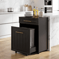 thumbnail image 6 of Pull Out Trash Can Cabinet for 2×10 Gallon Bins, Large Capacity Hidden Kitchen Trash Bin Cabinet with Drawer, Freestanding Wooden Garbage Recycling & Laundry Hamper for Laundry, Living Room, Black, 6 of 9