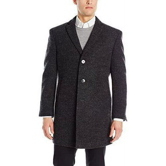 Calvin Klein Men's Marble 34 Inch Overcoat, Grey, 48 Long