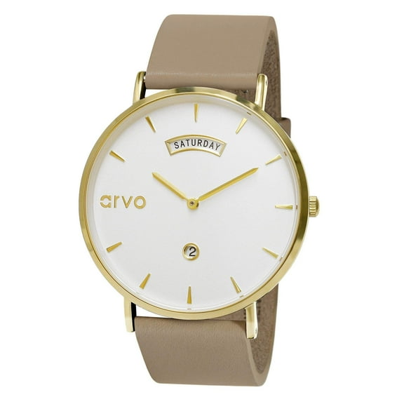 Arvo Awristacrat Watch - Gold - Nude Leather Band