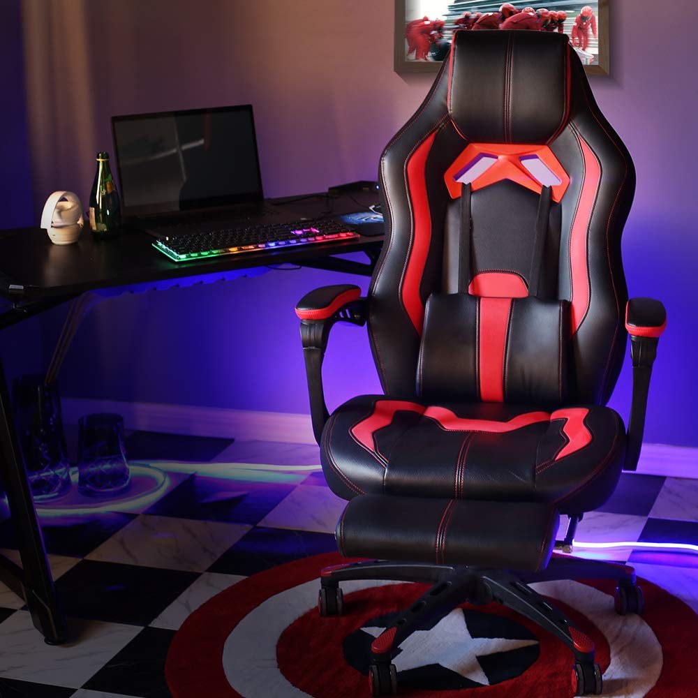 Gaming Chair Racing Ergonomic Recliner Office Computer Seat Swivel Footrest Red 