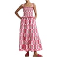 thumbnail image 1 of Vestido de Verano para Mujeres sin Mangas Dulce Fresco Floral Impreso Casual Cuello en V, Poliéster Ligero para Uso Diario Y de Fiesta, 1 of 1
