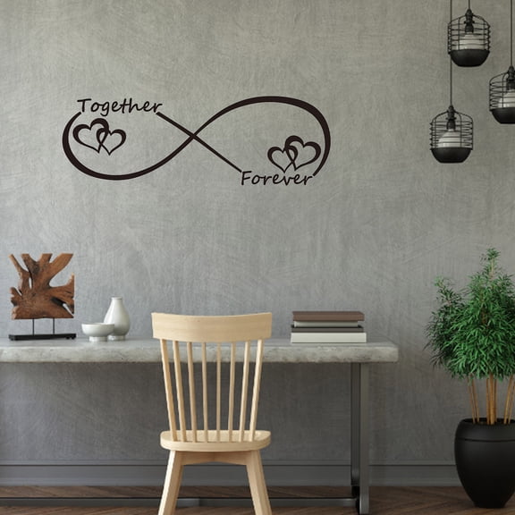 XJGHHSY together forever Wall Stickers Beautiful forever Heart Hope Love Always Infinity Symbol Decals Bedroom Living Room Art Decoration 22.4 x 7.5 in,Black