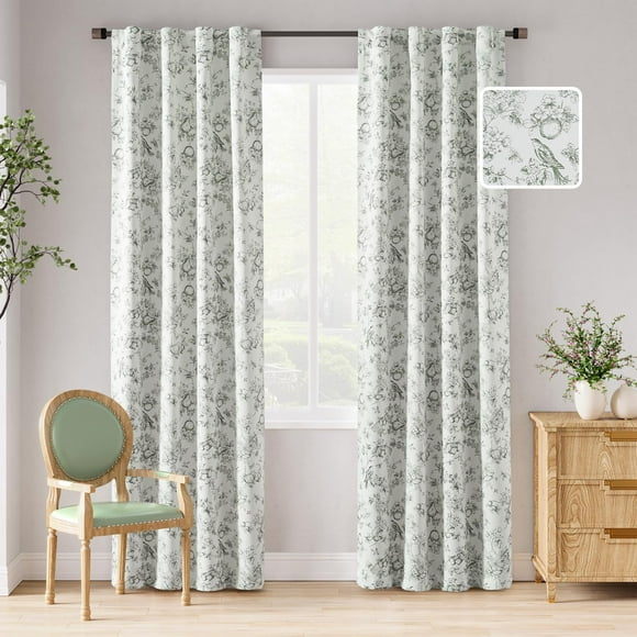 Cortinas Opacas Jinchan Floral 95% Opacas 213x213cm 2 Paneles