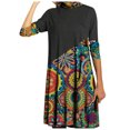 thumbnail image 1 of CEHVOM Robe d'Été Vintage Rétro Décontractée pour Femme à Manches Longues, Col Rond, à Imprimé Floral à Empiècements Dégradés, 1 of 5