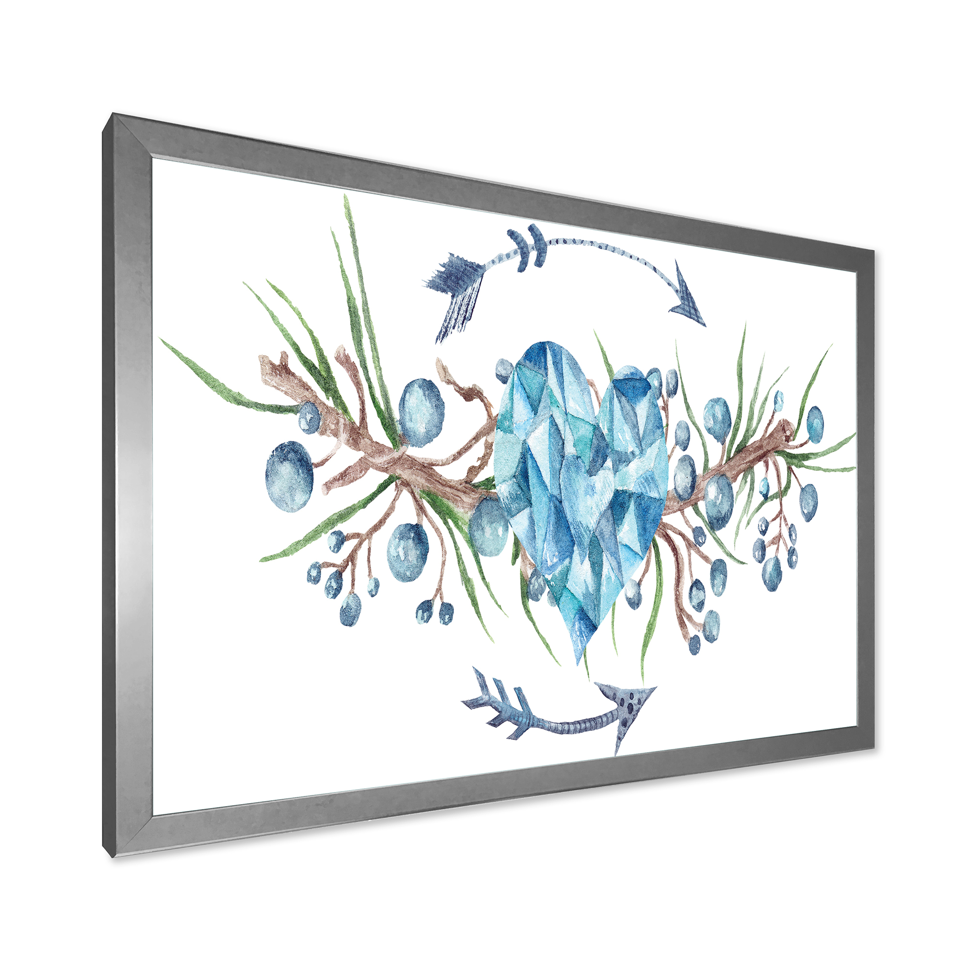 Designart 'Fresh Tribal Vignette Wild Forest Wreath Design On White II' Traditional Framed Art Print