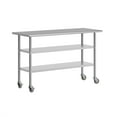 thumbnail image 2 of Flash Furniture NSF Certified Stainless Steel Prep and Work Table 24"x 60" with 2 Galvanized Steel Undershelves and 4 Casters, Heavy Duty Food Prep Worktable, 2 of 9