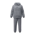 thumbnail image 5 of Elvqul Loose Fit Printed Design Long Sleeve Crew Neck Flannel Fleece Long Pants Side Pockets Pajama with Embroidered Detail, 5 of 8