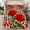 thumbnail image 2 of Homewish Boys Girls Animal Leopard Print 4 Pieces Queen Sheet Sets,Chic Floral Flower Rose Ultra Soft Flat Sheet,Brown Red Green Queen Fitted Sheet,Microfiber Bedroom Decor, 2 of 7
