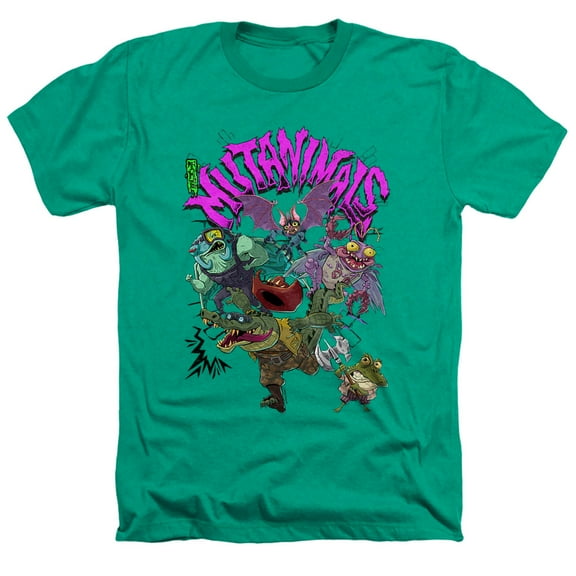 Tales of the Teenage Mutant Ninja Turtles Mutanimals Unisex Adult Heather T Shirt, Kelly Green Heather, Medium