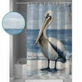 thumbnail image 3 of Coastal Pelican Shower Curtains for Bathroom Waterproof Fabric Bath Curtains Decor Bath Tub Curtain Modernism Art Oil Painting Birds Decorative Shower Curtain Sets with 12 Hooks, 72x72 Inch, 3 of 6