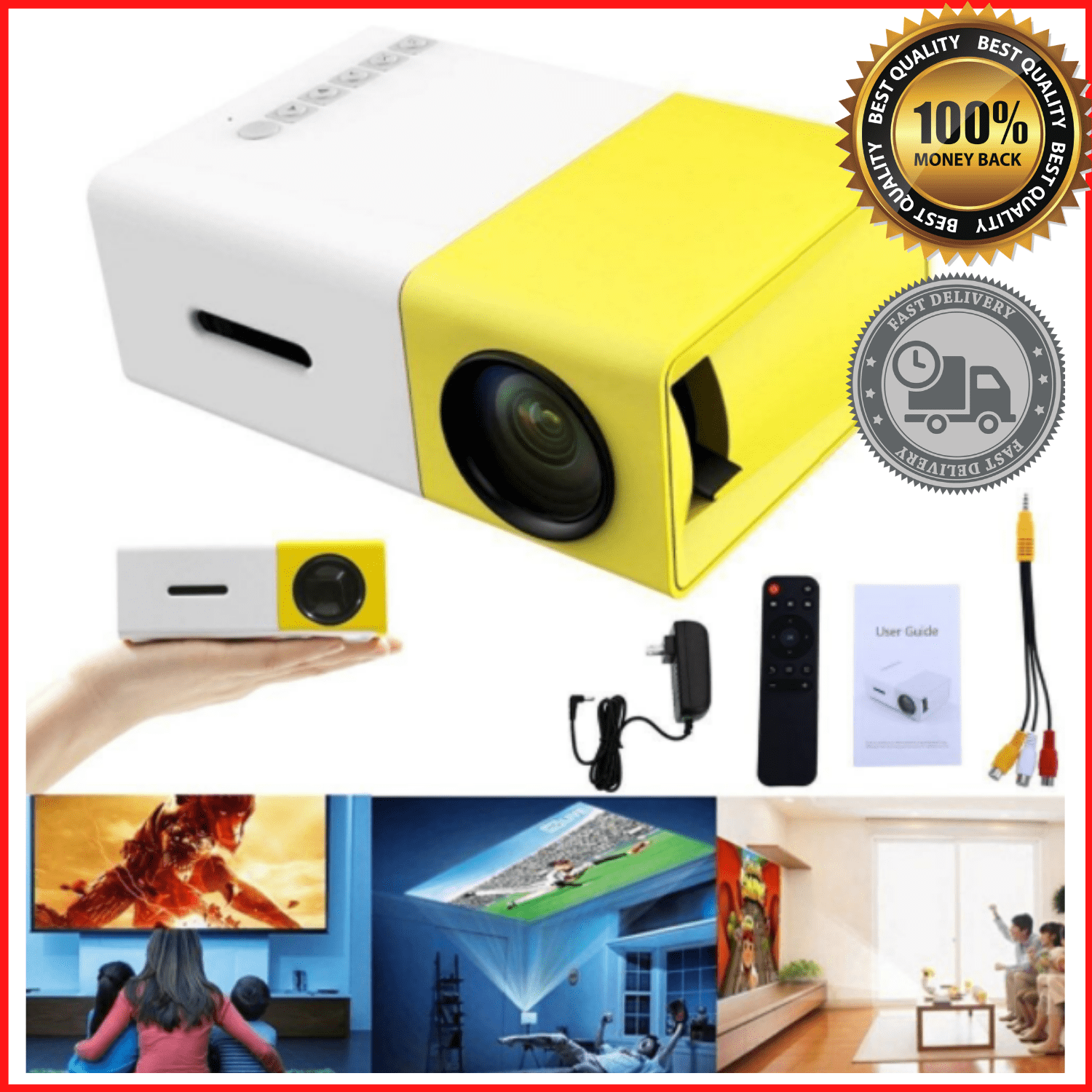 Great Gift Mini Projector,Portable 1080P LED Projector,Home Cinema Theater Indoor/Outdoor Movie projectors,Support Laptop PC Smartphone HDMI Input Pocket Projector for Party and Camping