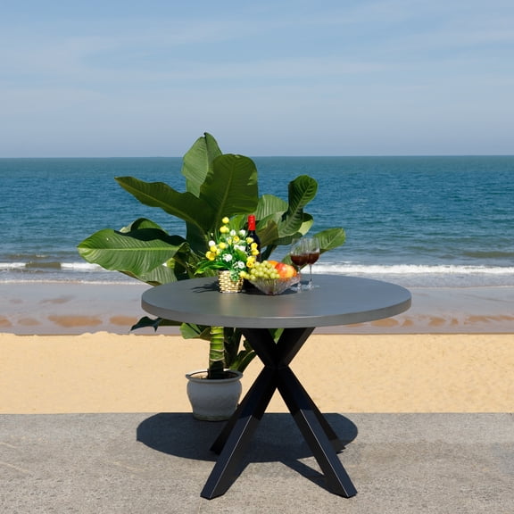 Safavieh Saxon Modern Steel Outdoor Dining Table, Gray